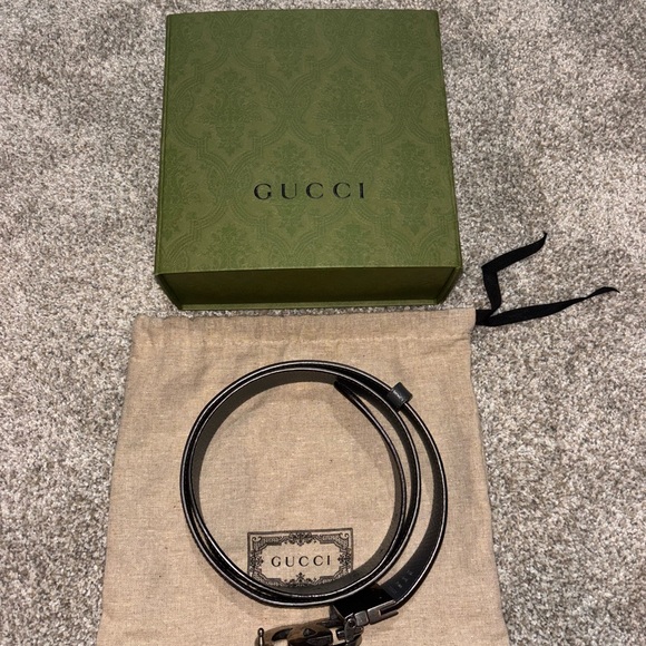 Gucci Graphite Grey GG Loafers and Belt
